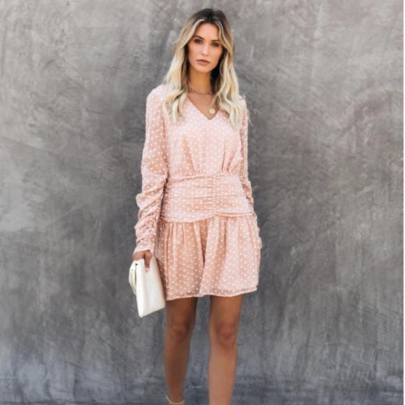 VICI HOPE YOU DANCE GATHERED POLKA DOT DRESS - Picture 2 of 6